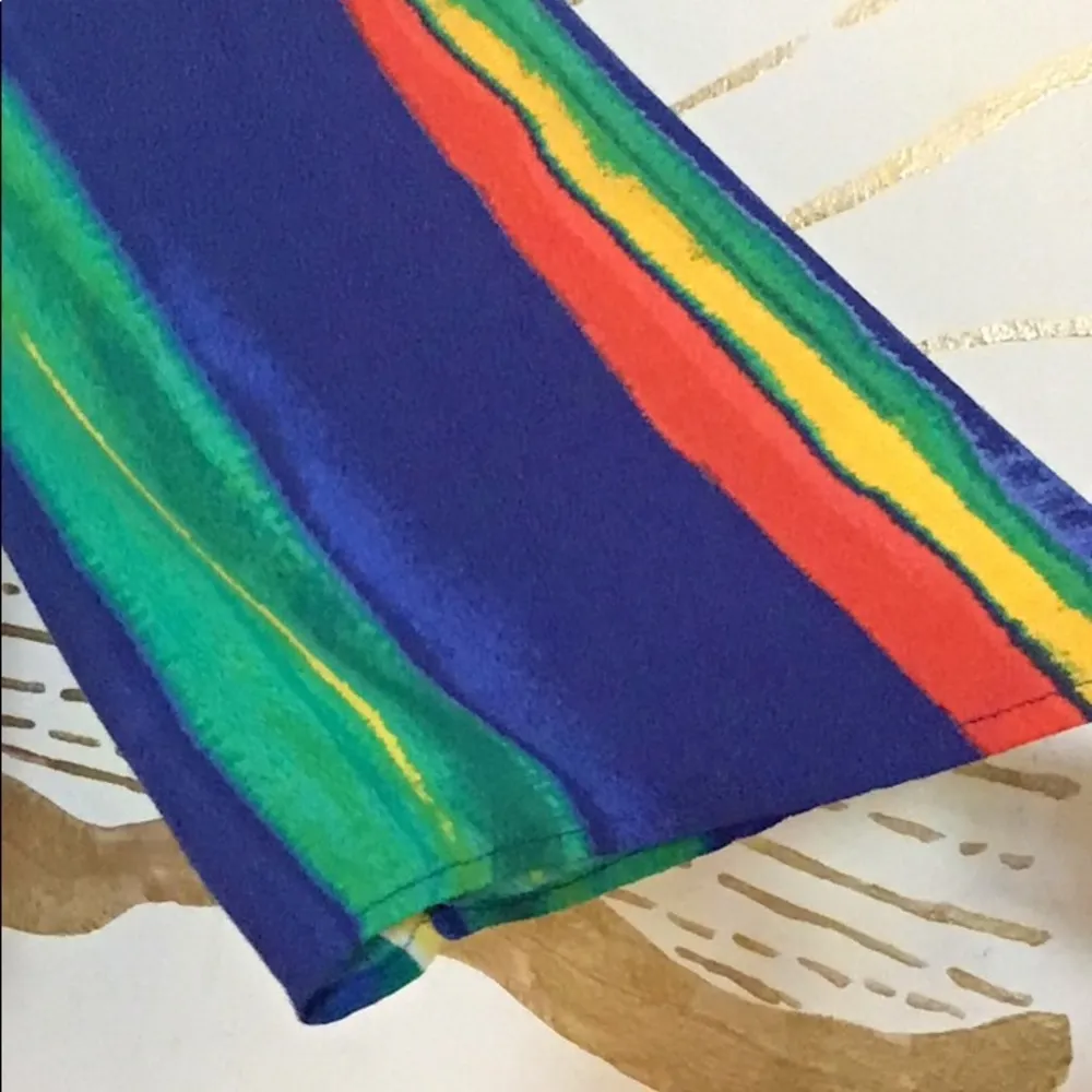 Forever 21 Watercolor Striped Tie Front Crop Long Bell Sleeve Festival Top - Image 3