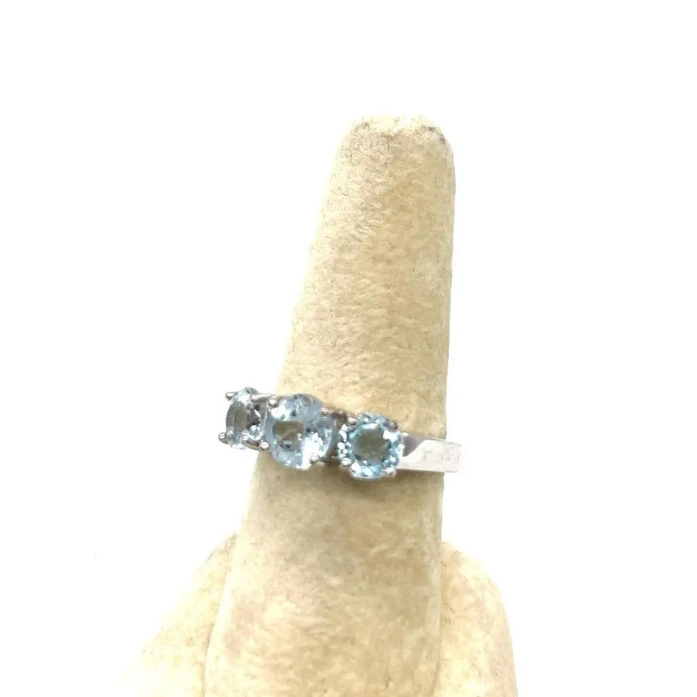 Silver Plated Ring Lab Created Faux Blue Sapphire Silver - Image 4