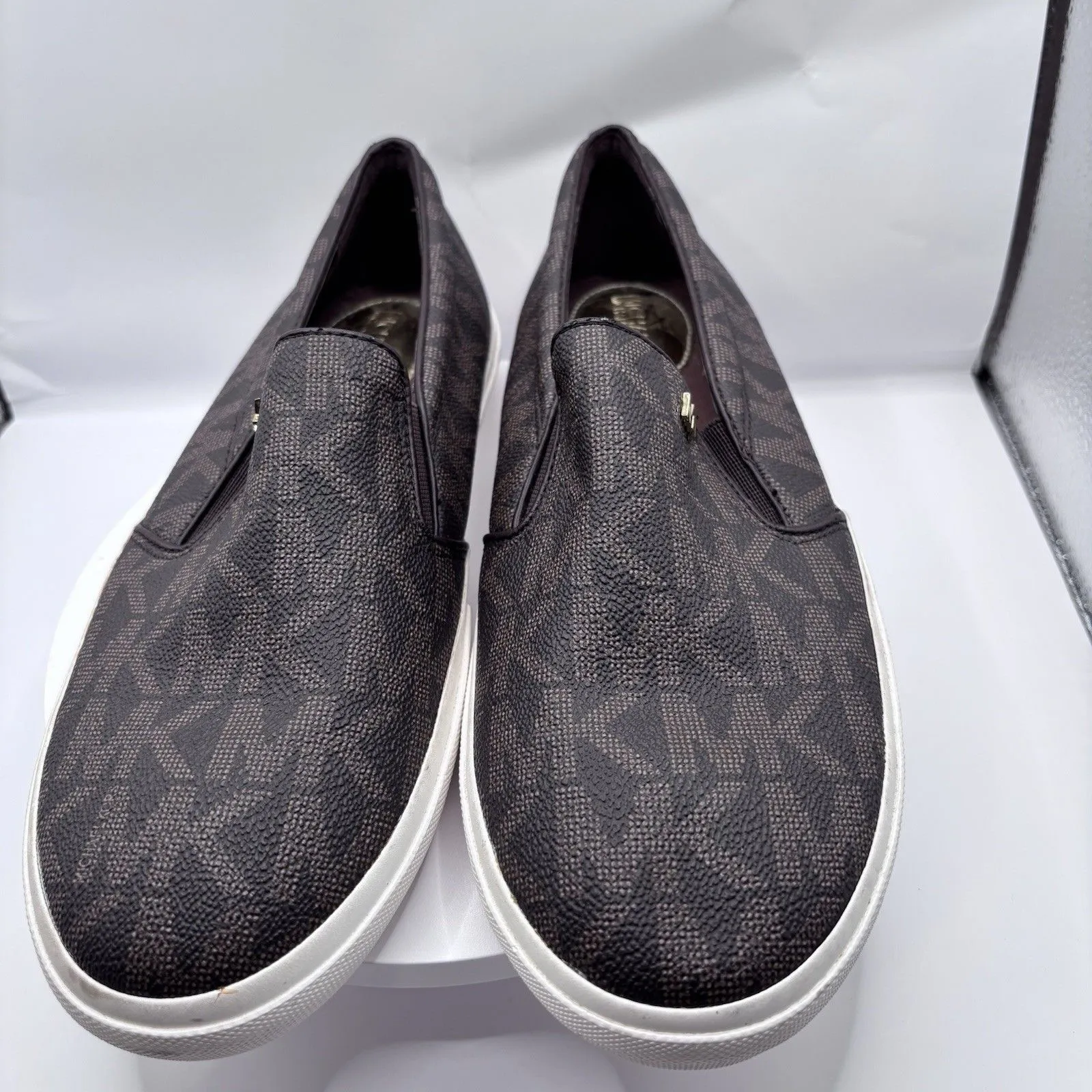 Michael Kors Keaton MK Signature Logo Flat Slip-On Brown Sneakers Women Size 8M - Image 2