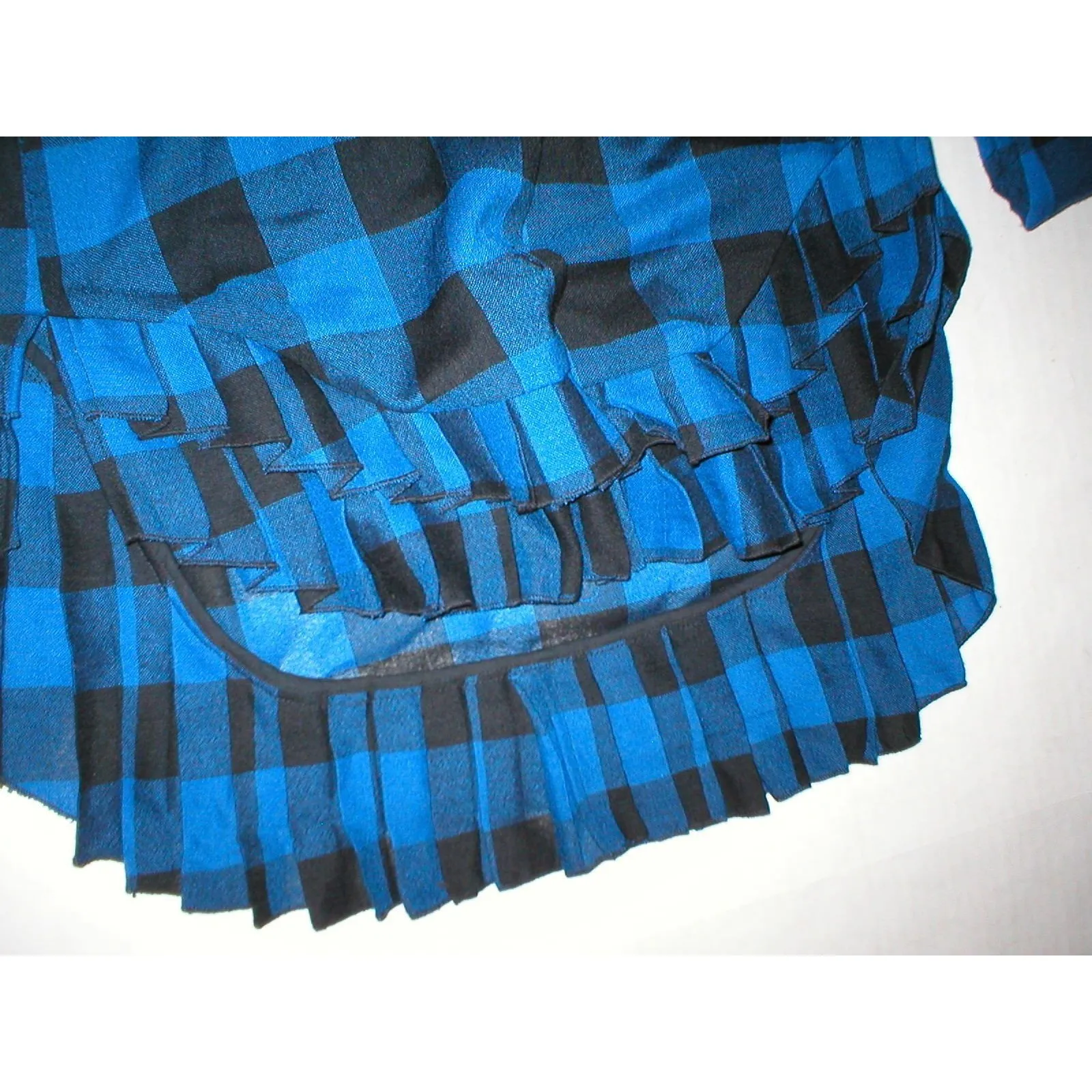 Womens 4 New NWT 36 S American Plaid Top Shirt Pleat Blue Black - Image 2