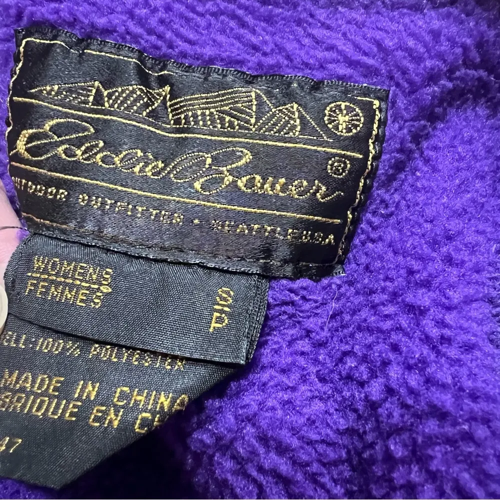 Vintage Eddie Bauer Fleece Jacket Full Zip Thick Purple Teal size small - Image 11