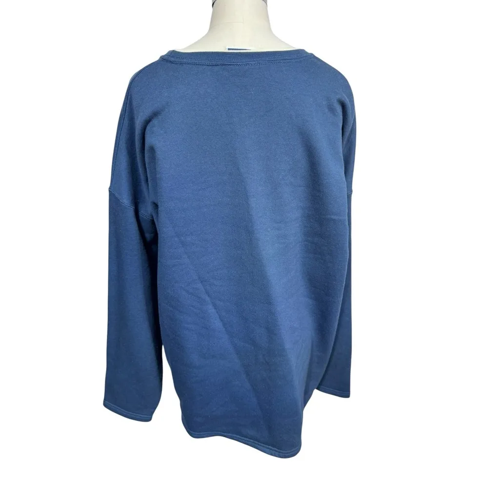 Vintage Endless Designs Blue Scarecrow Fall Pumpkin Patch Embroidered Sweatshirt Size 1X - Image 5