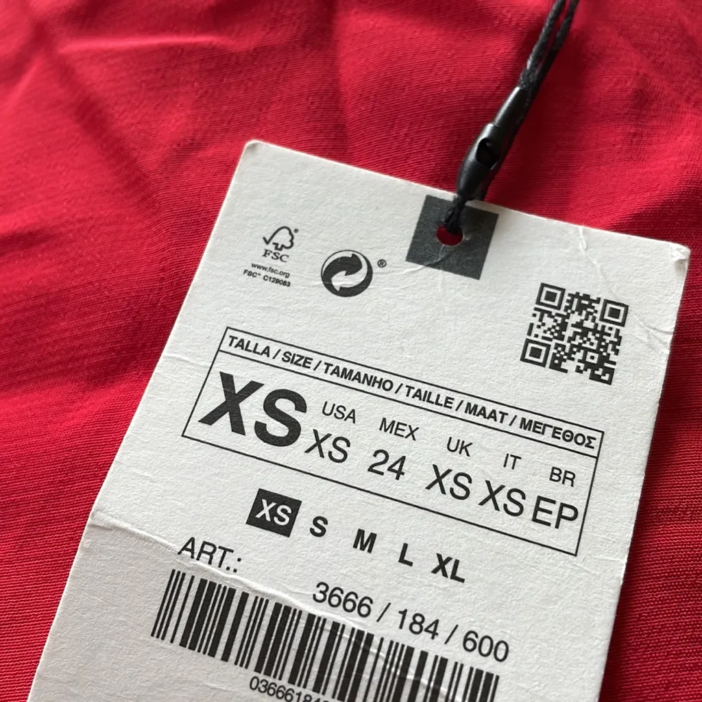 NWT ZARA RED CHIFFON RUFFLES BLOGGERS FAV MINI DRESS XS - Image 7