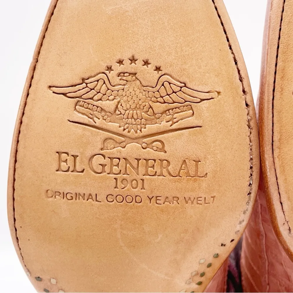 NWT El General Pink Caiman Pointed Toe Boots Women’s Size 8 Embroidered Western - Image 11