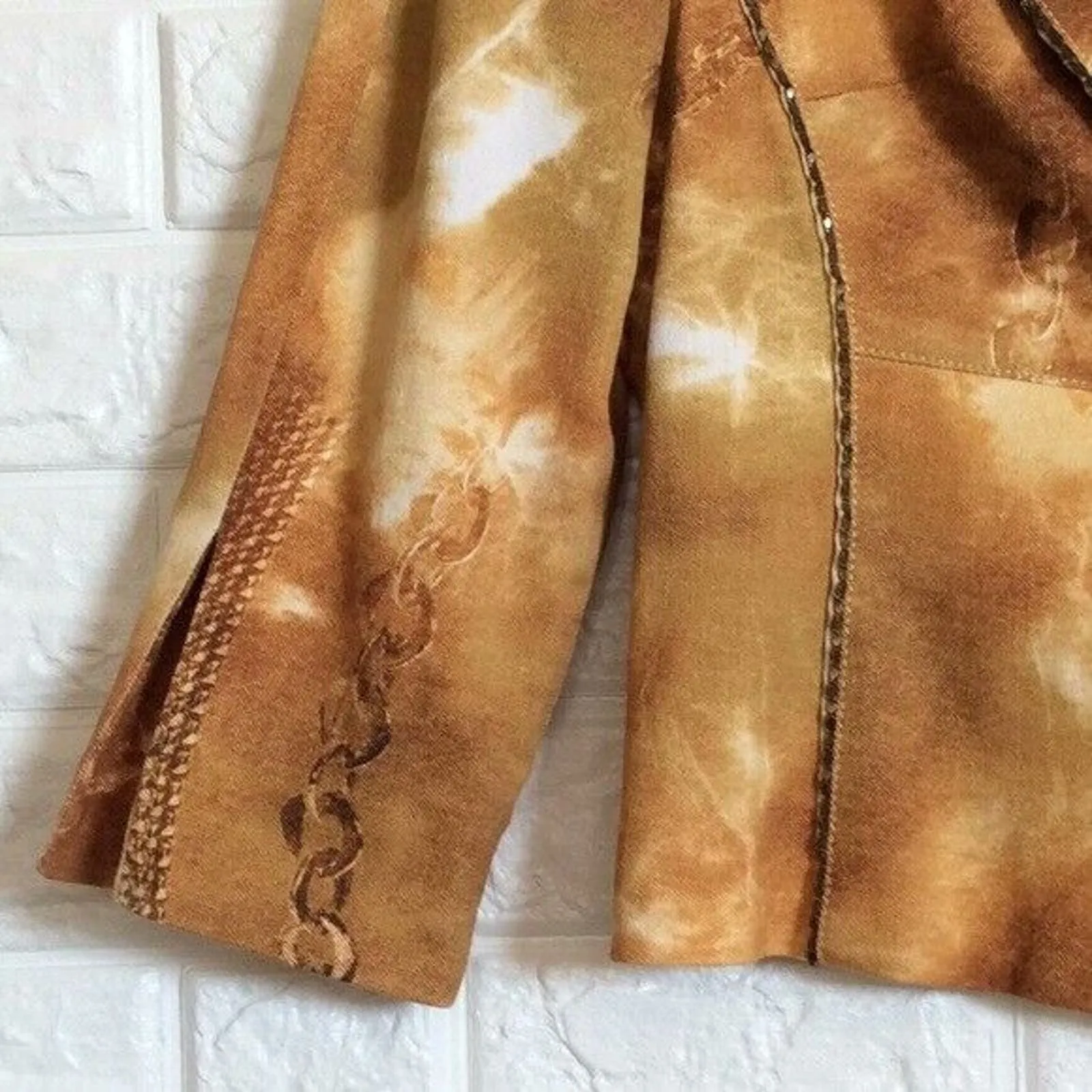 Alberto Makali chain print mustard blazer jacket Women’s Size 8 Made In‎ USA - Image 4