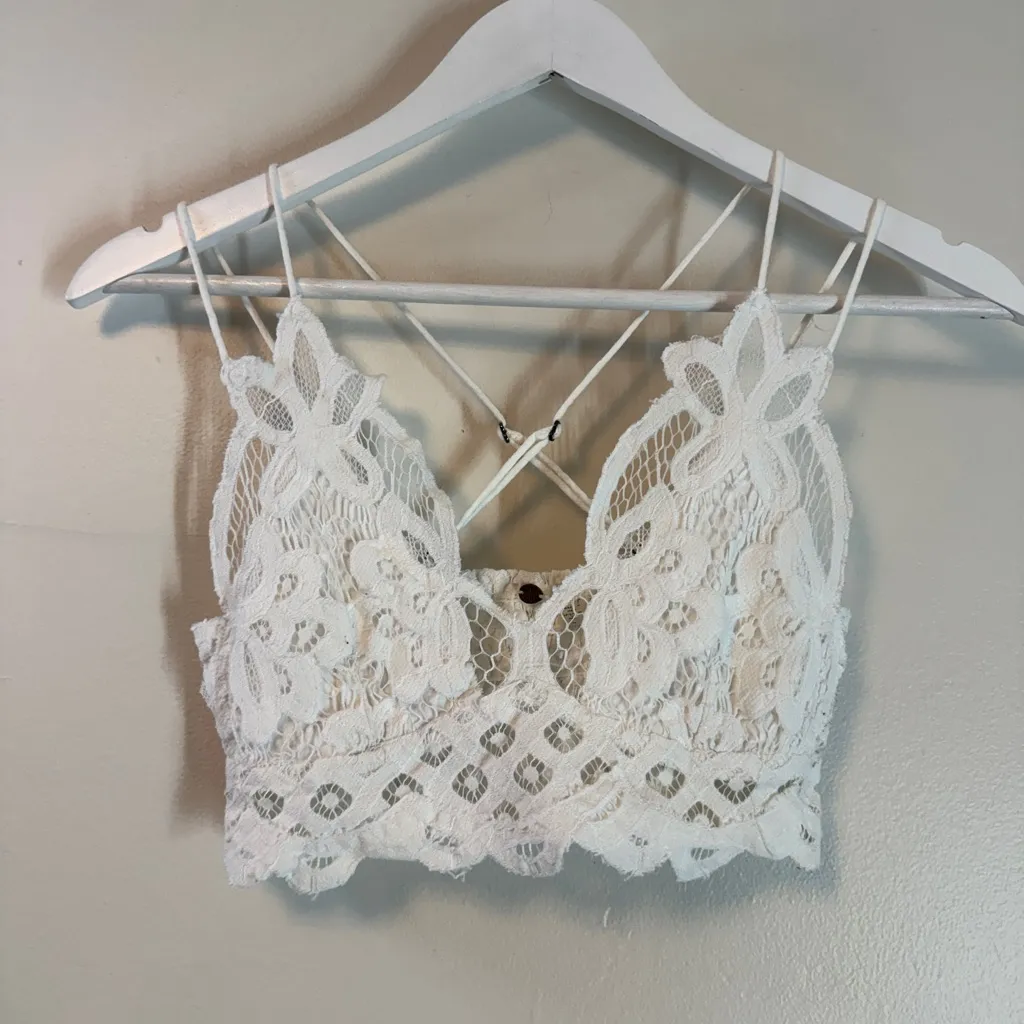 Free People FP One Adella Bralette Cropped Top Smocked Embroidered XS 282358 - Image 3