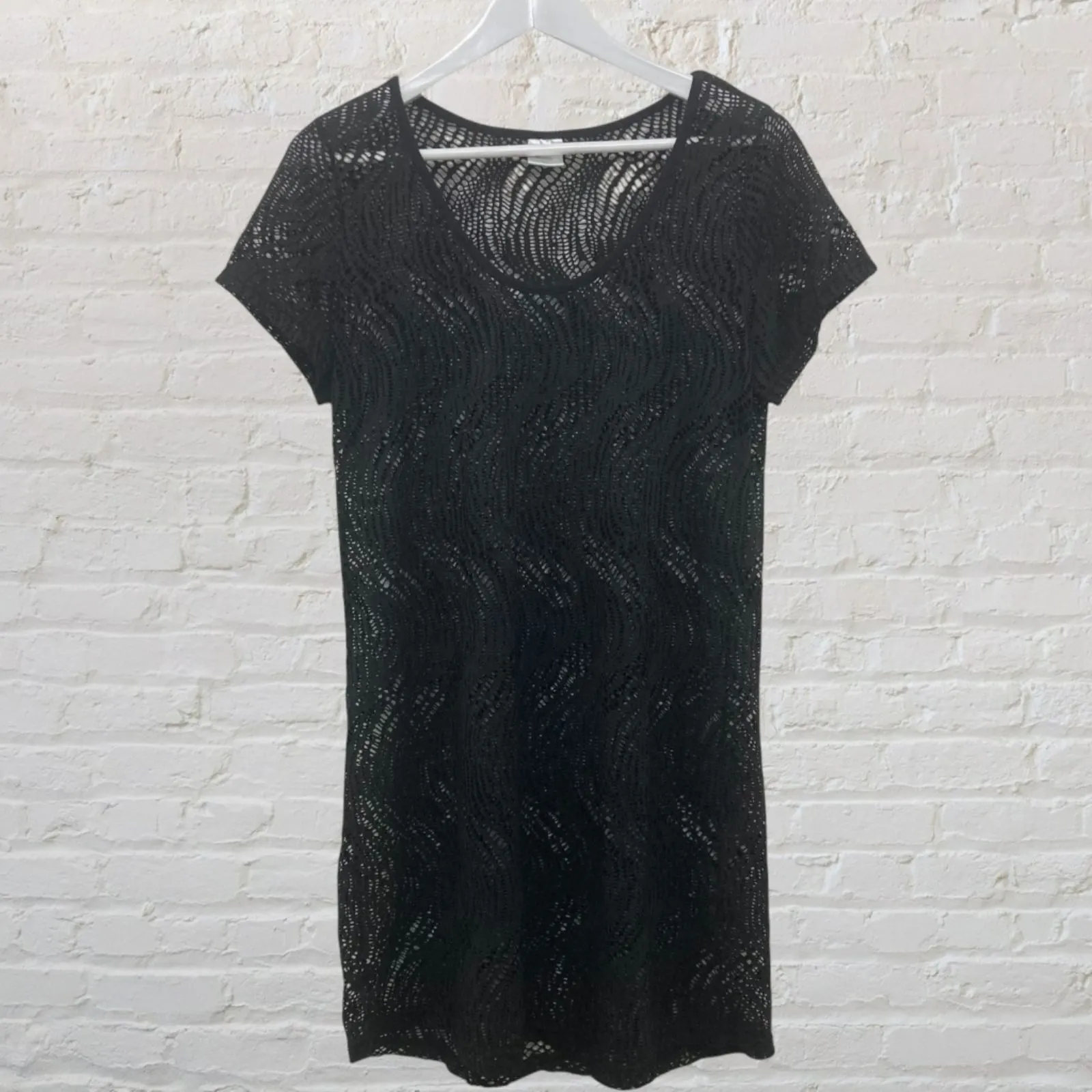 Alexa & Stella Black Crochet Mesh Swim Cover - Image 3