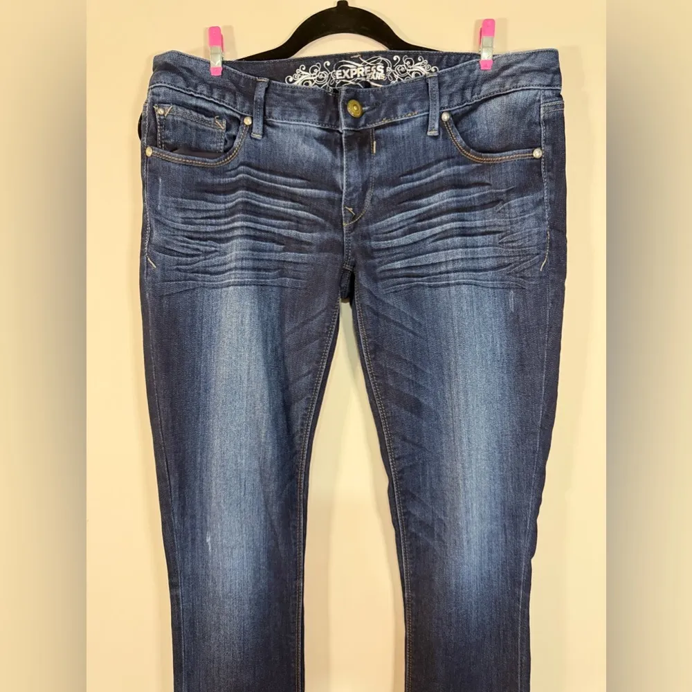 Express Women’s Zelda Slim Fit Legging Jeans Ultra Low Rise Dark Washed Sz 8 R - Image 2