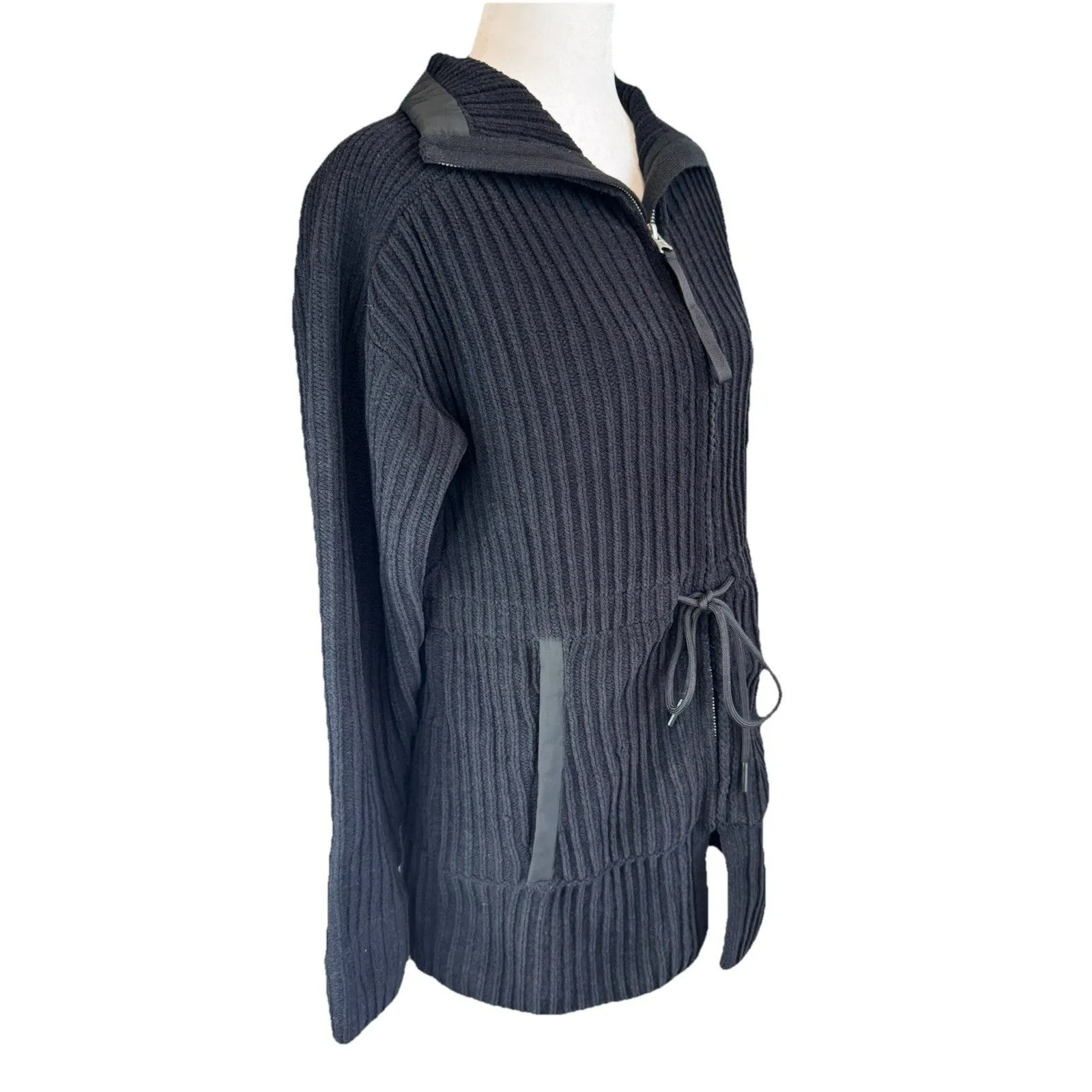 Women's FLX Sweater Size Small Black Chenille Zip - Image 6