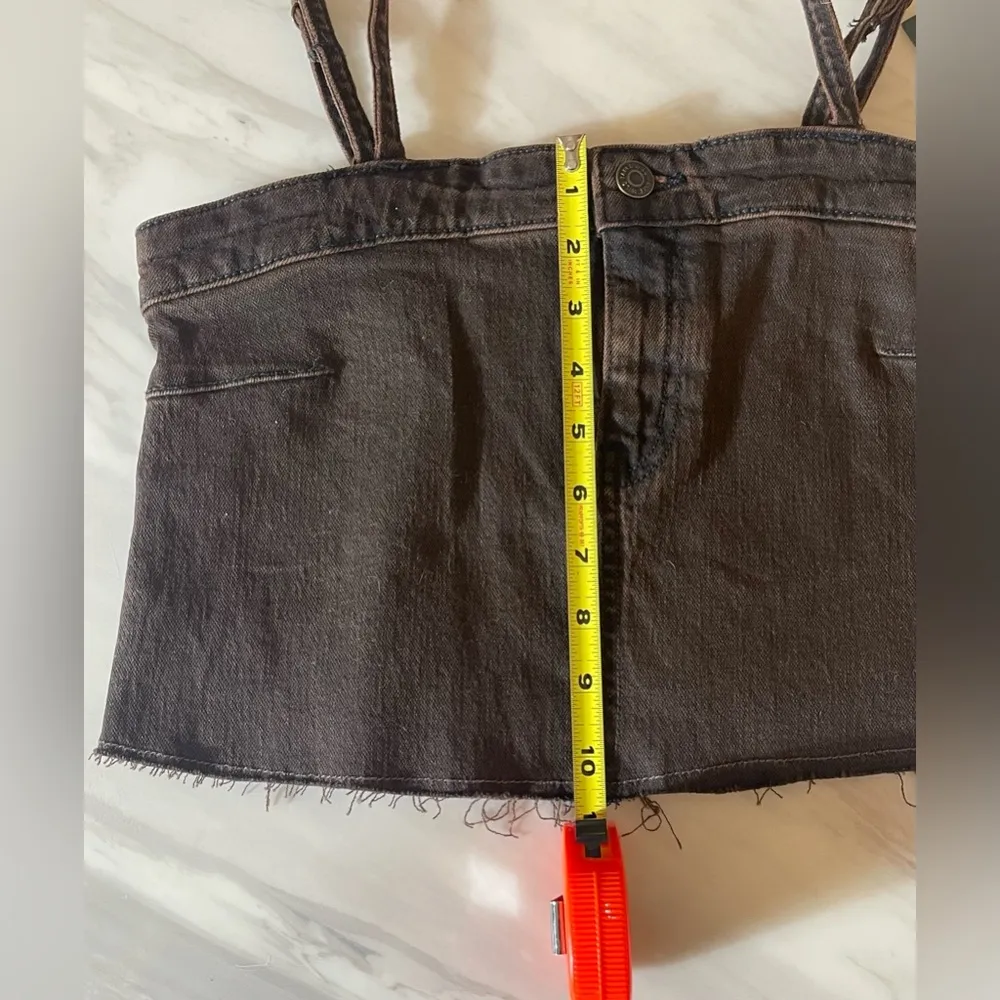 Wild Fable Brown Denim Crop Top XS NWT Raw Hem 2024 Fair Trade Festival Tank Top - Image 8