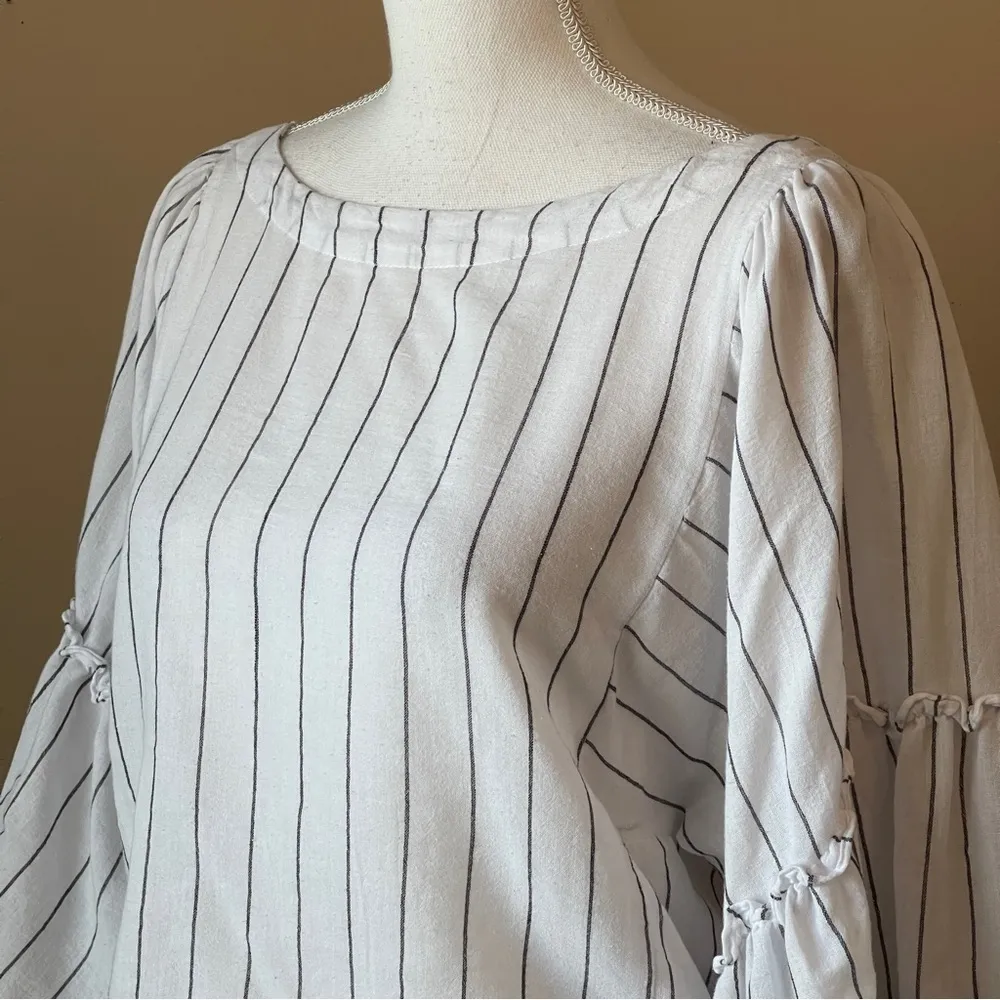 GRADE & GATHER | Striped Bell Sleeve Cropped Top Sz S - Image 2