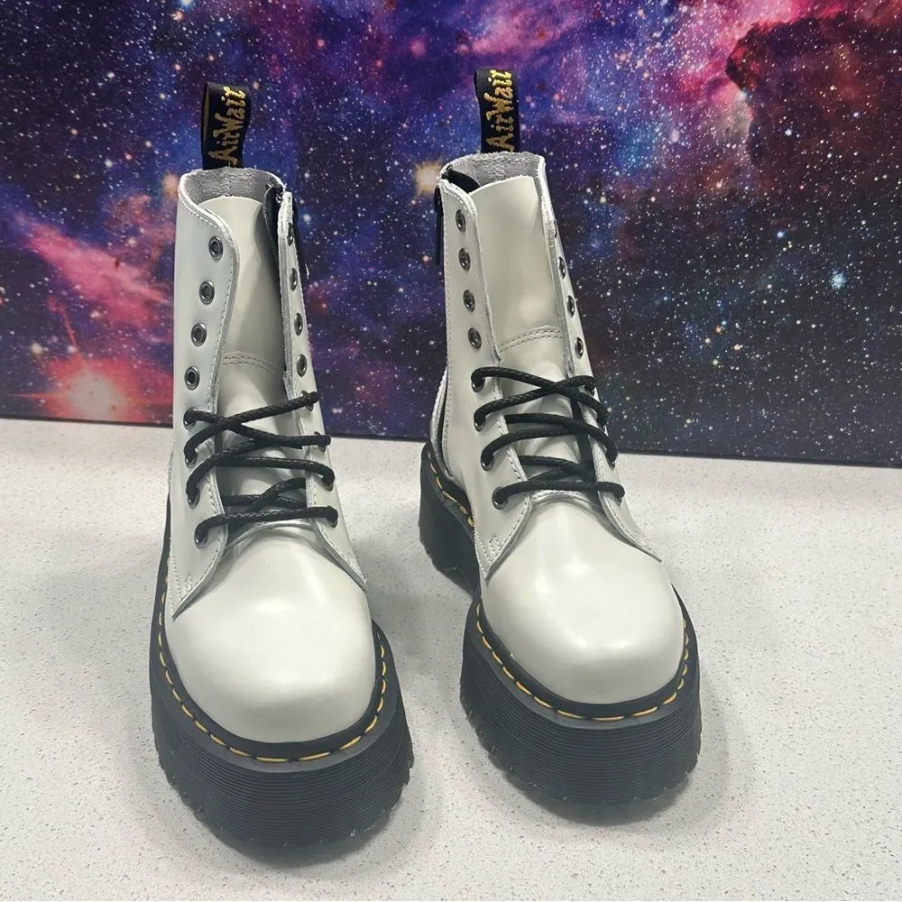 Dr Martens Jadon White Leather Platform Combat Boots Sz 37 EU/ US Women 6 Men 5 - Image 4