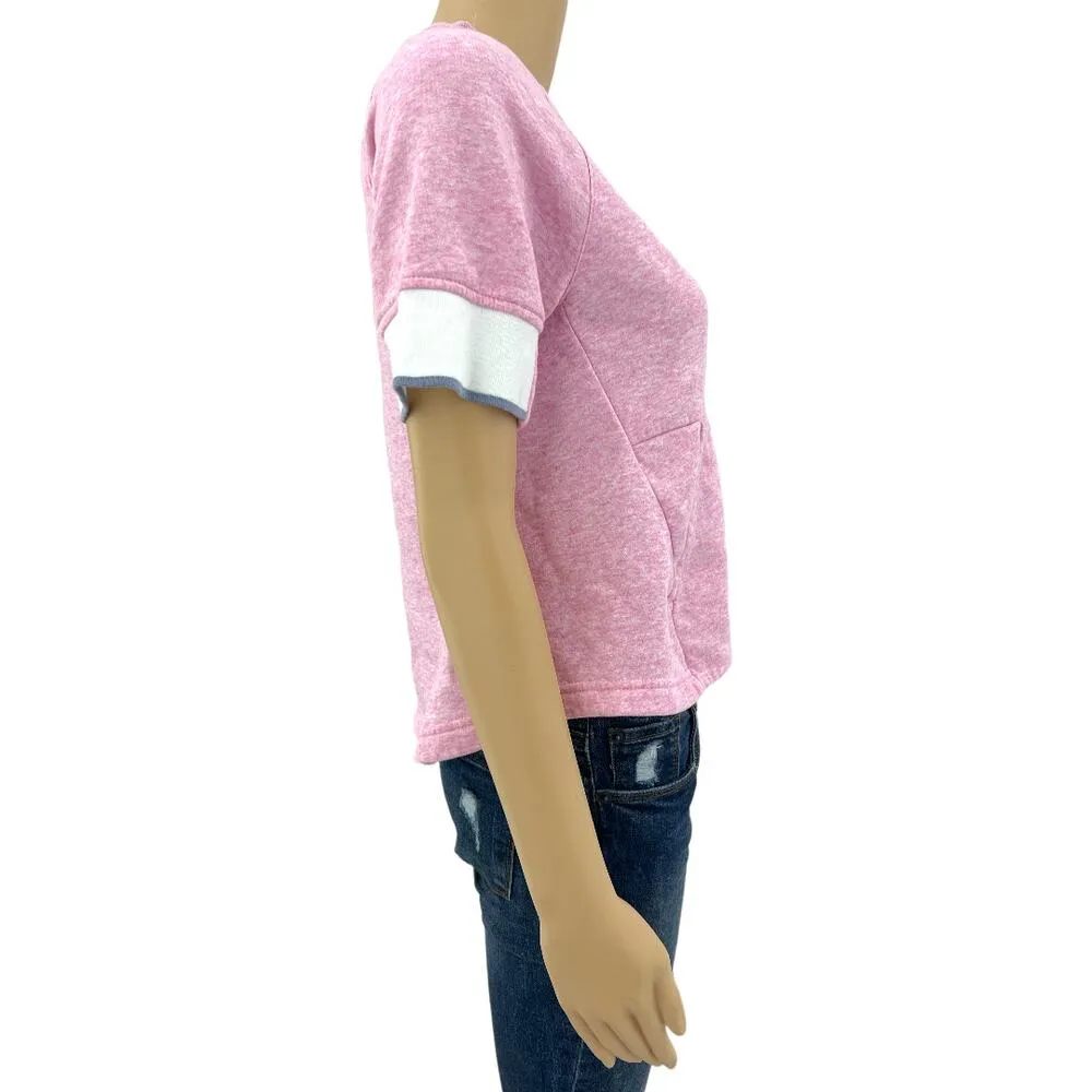 Nike XS Pink Short Sleeve Crop Baby Tee Sweatshirt Sweater - Image 3