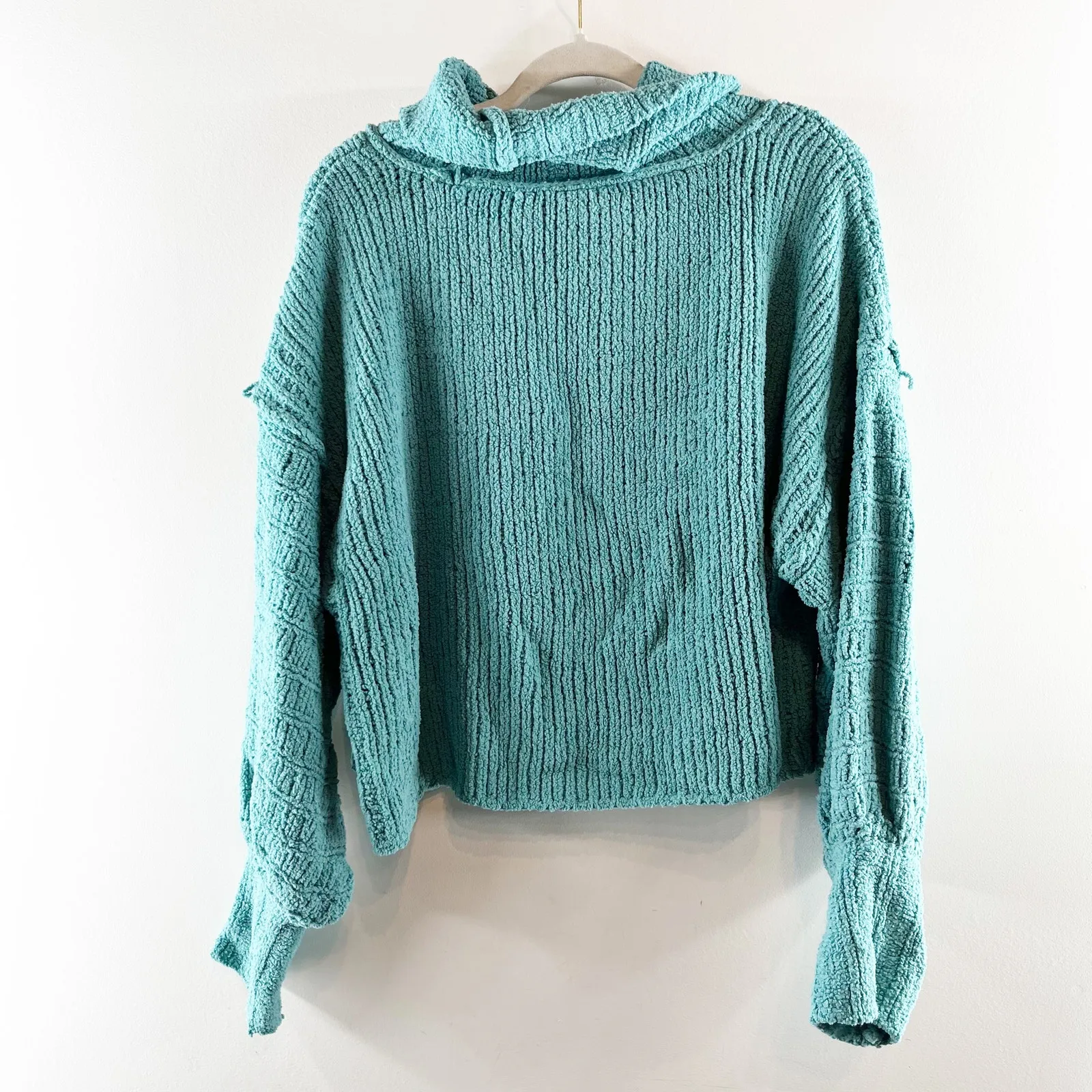 Free People Be Yours Fun Cowl Neck Boxy Sweater Green Large - Image 5