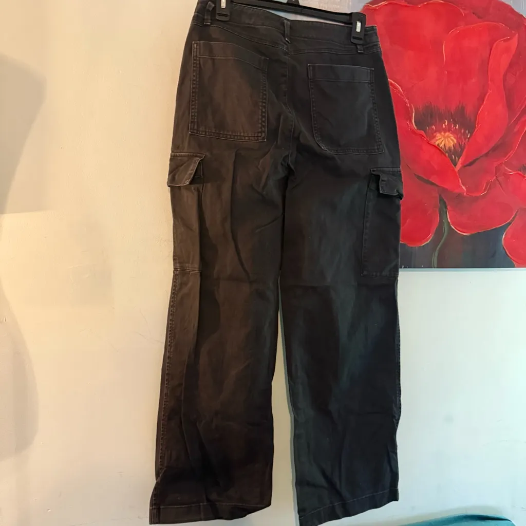 GAP Black Baggy Loose Khaki BOHO Wide Leg Cargo Pants 4 Minimal Grunge Y2k - Image 2
