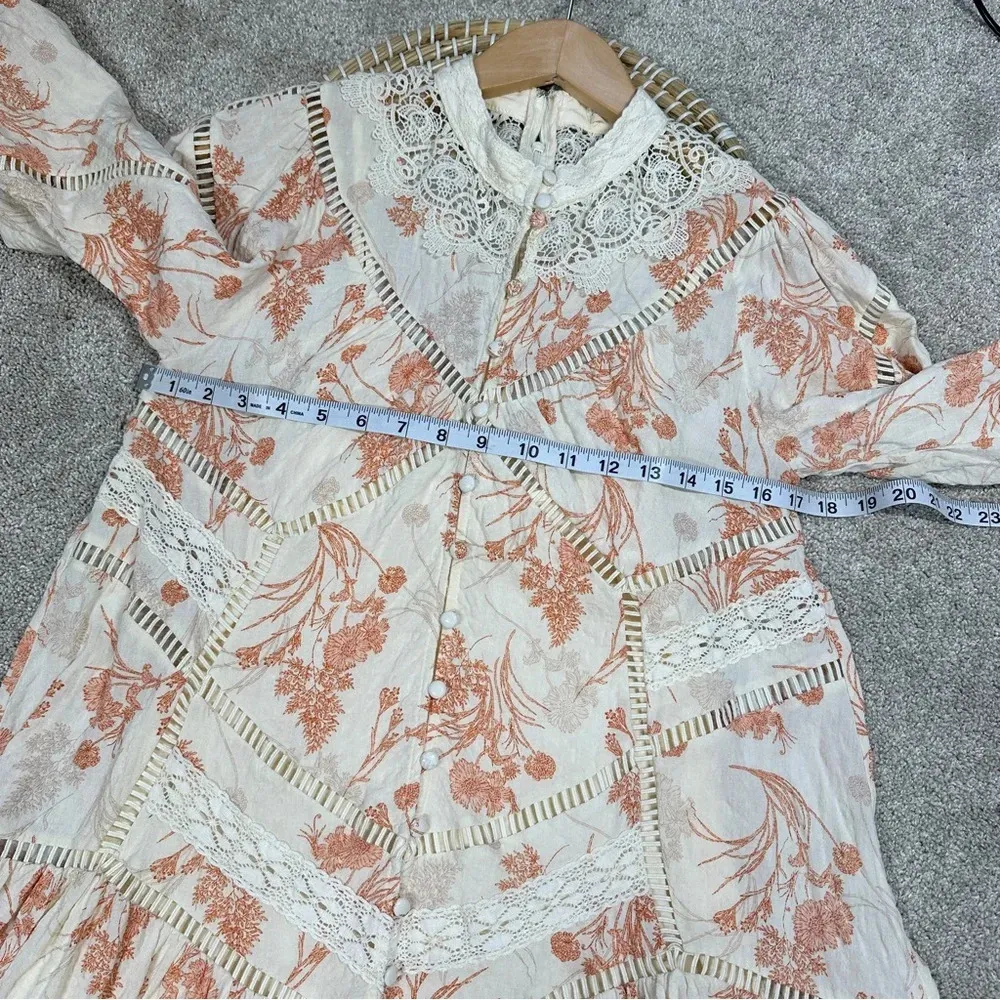 By Together Shanna Mini Dress Button Front Floral Orange Blossom Cottagecore S - Image 16