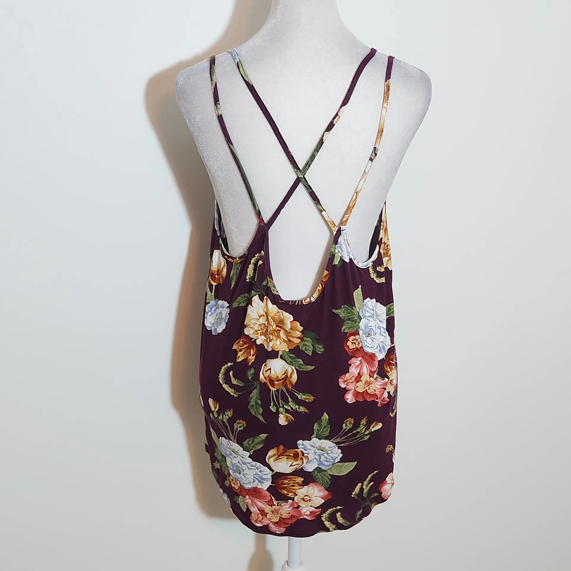 Papermoon Burgundy Floral Tank Top NWT Size Medium Burgundy Floral Top - Image 6
