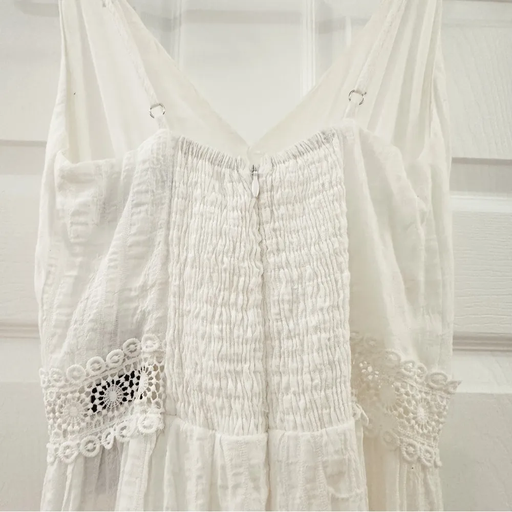 Lulu’s Light Breeze White Striped Crochet Lace Boho Tiered Maxi Dress Sz XS - Image 11
