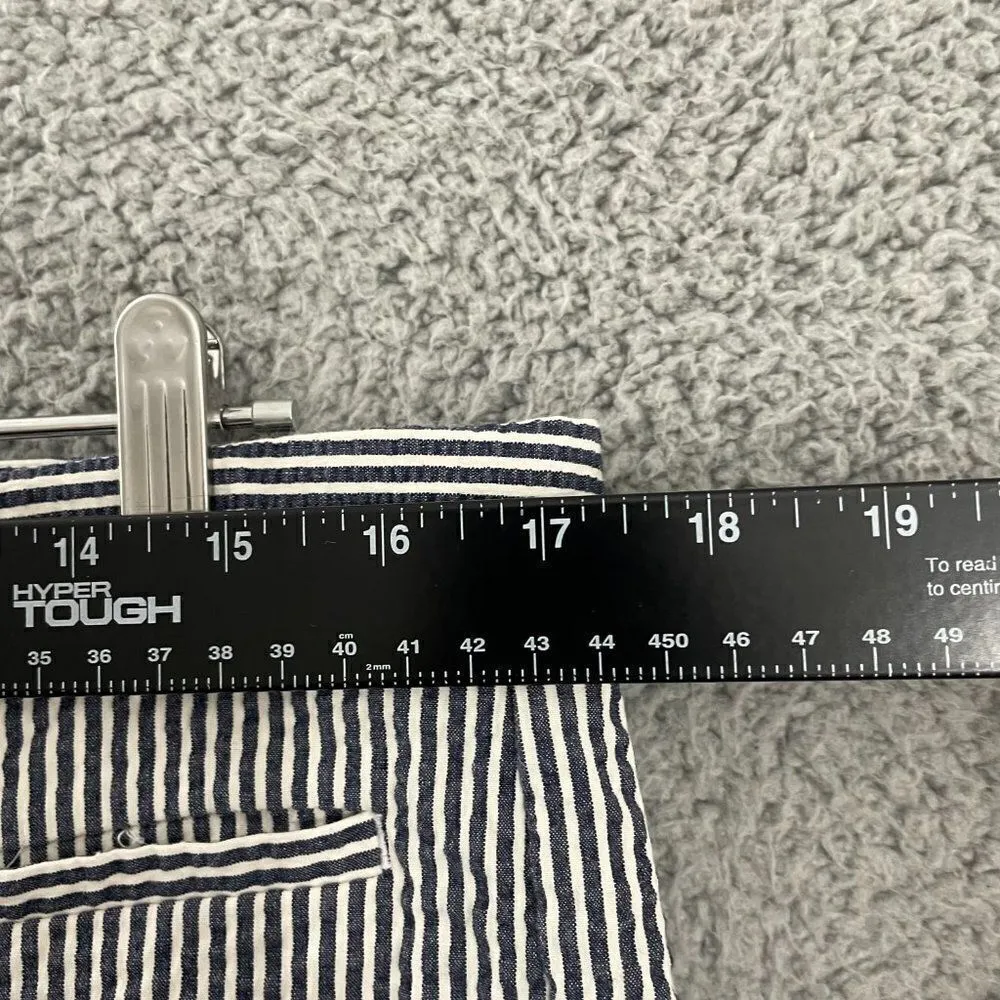 Ann Taylor‎ Pants Women 12 Navy White Striped Seersucker Ankle - Image 7