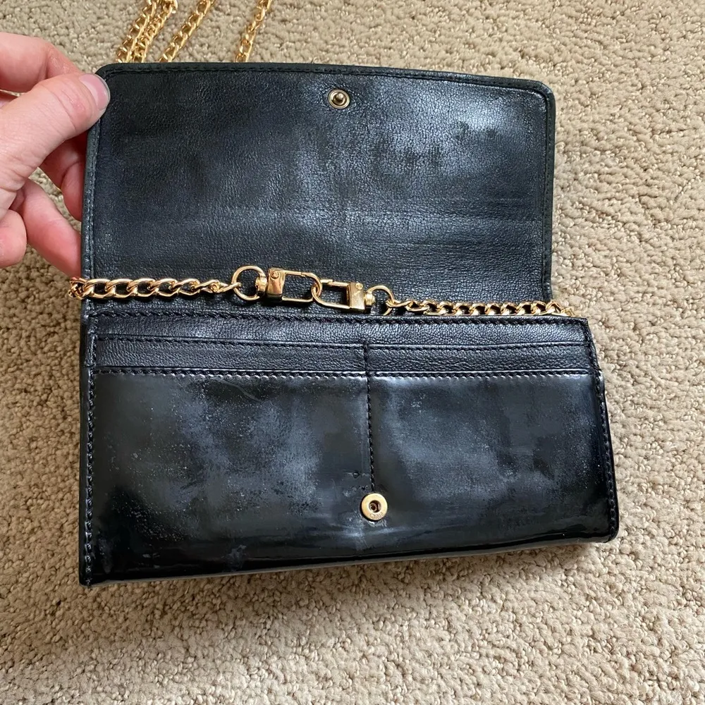 Authentic Chloe Eclipse black patent leather wallet on chain gold crossbody - Image 4