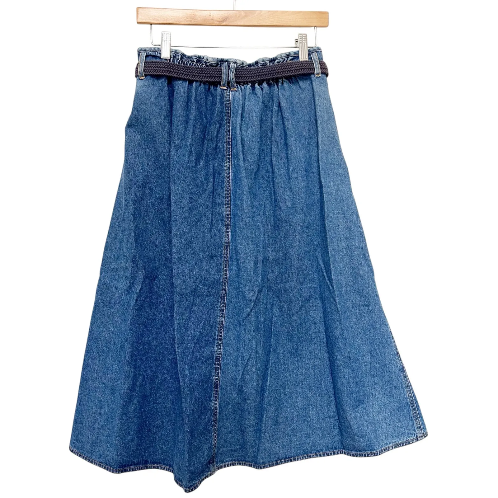 Alfred Dunner Denim Button Front Midi Skirt Sz 8P - Image 3