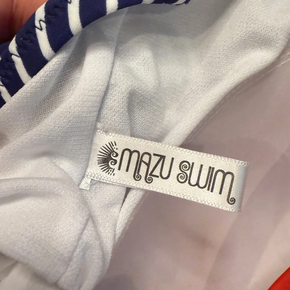 Mazu Swim Navy and Red Striped Women’s One Piece Swimsuit size L Blue Size L - Image 2