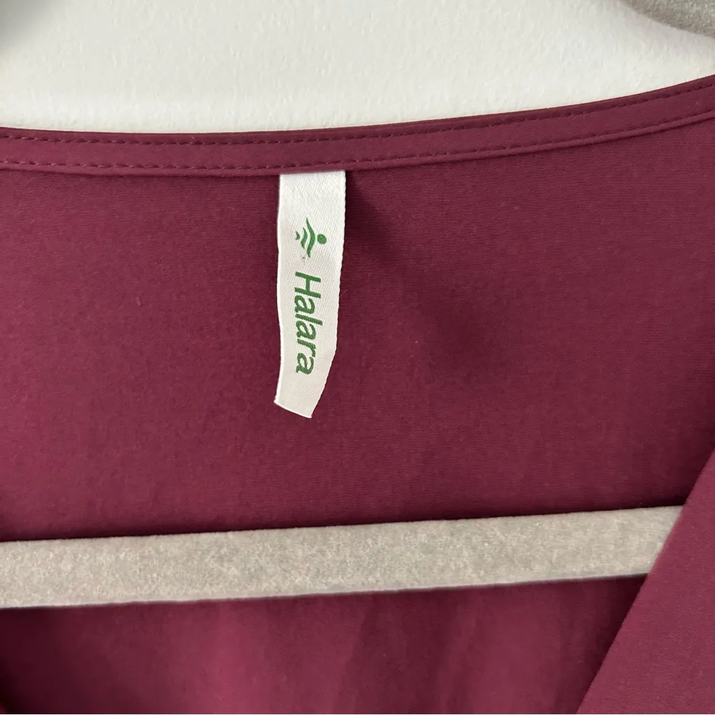 Halara Breezeful V Neck Short Sleeve Pocket Tie Back Midi Dress Amaranth L - Image 5