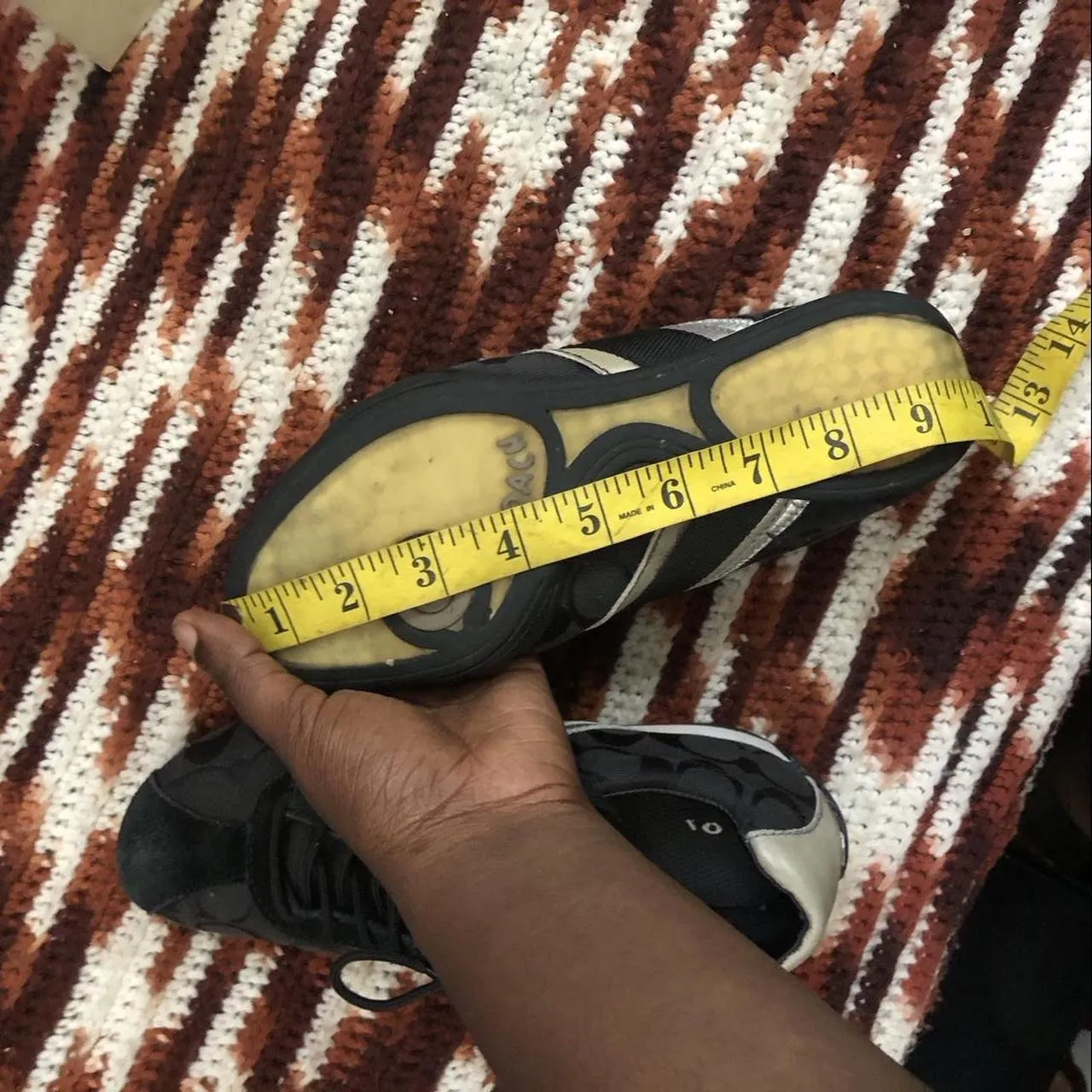 COACH Y2K Monogram Black Silver Sneakers Shoes Jayme Signature Suede Women US 6.5  - Image 6