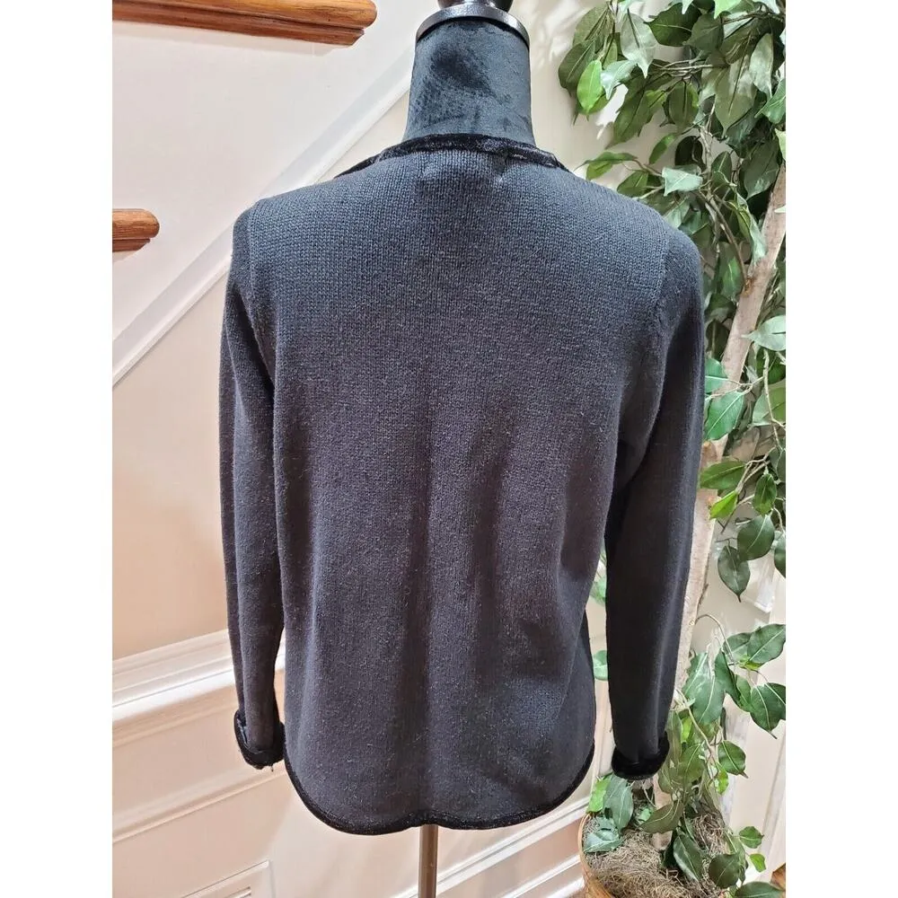 VTG Mandal Bay Christmas Present Houndstooth Rhinestone Sweater S Holiday Party Black - Image 8