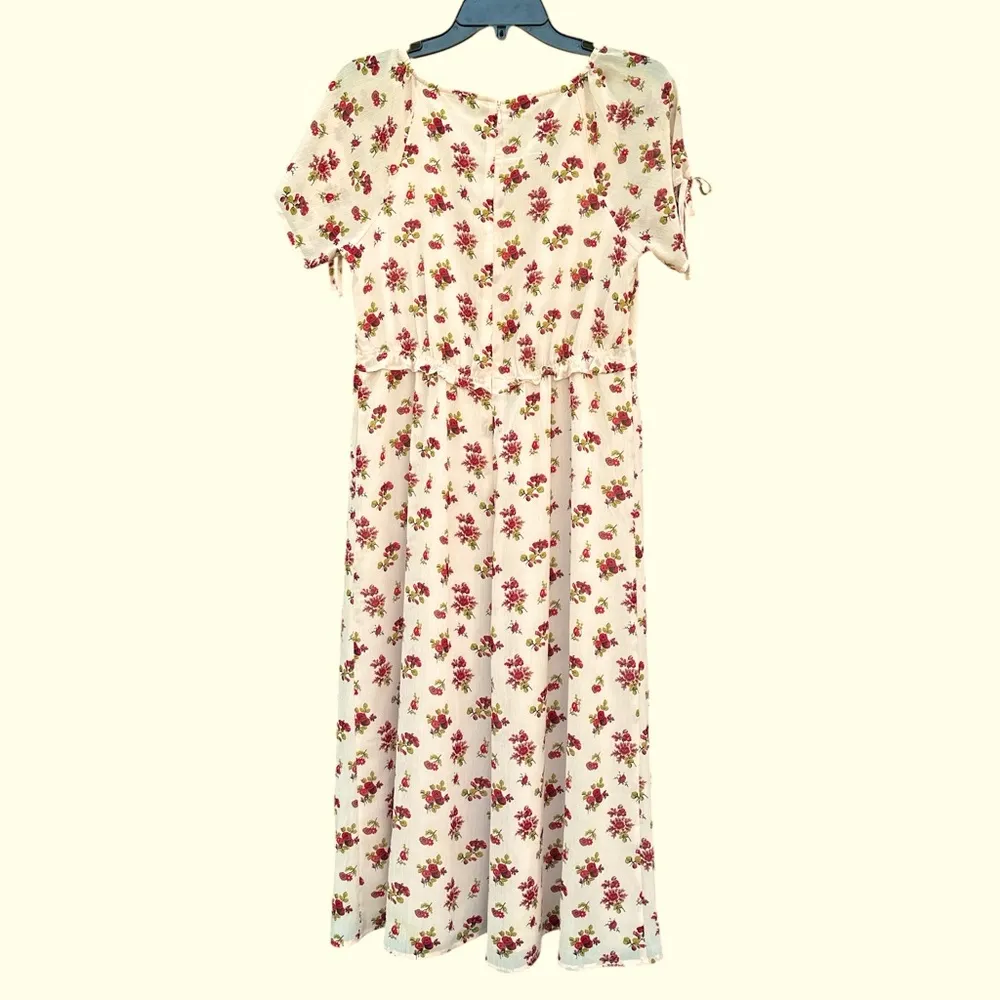 Madewell Tie Sleeve Ruffle Waist Floral V-Neck Midi Dress Size 6 Flowy - Image 6