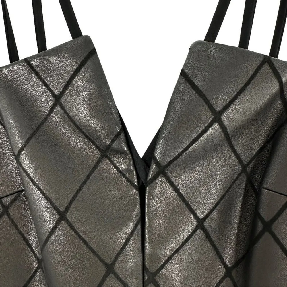 Cushnie et Ochs Black Diamond Detail Leather Dress Size XS - Image 4