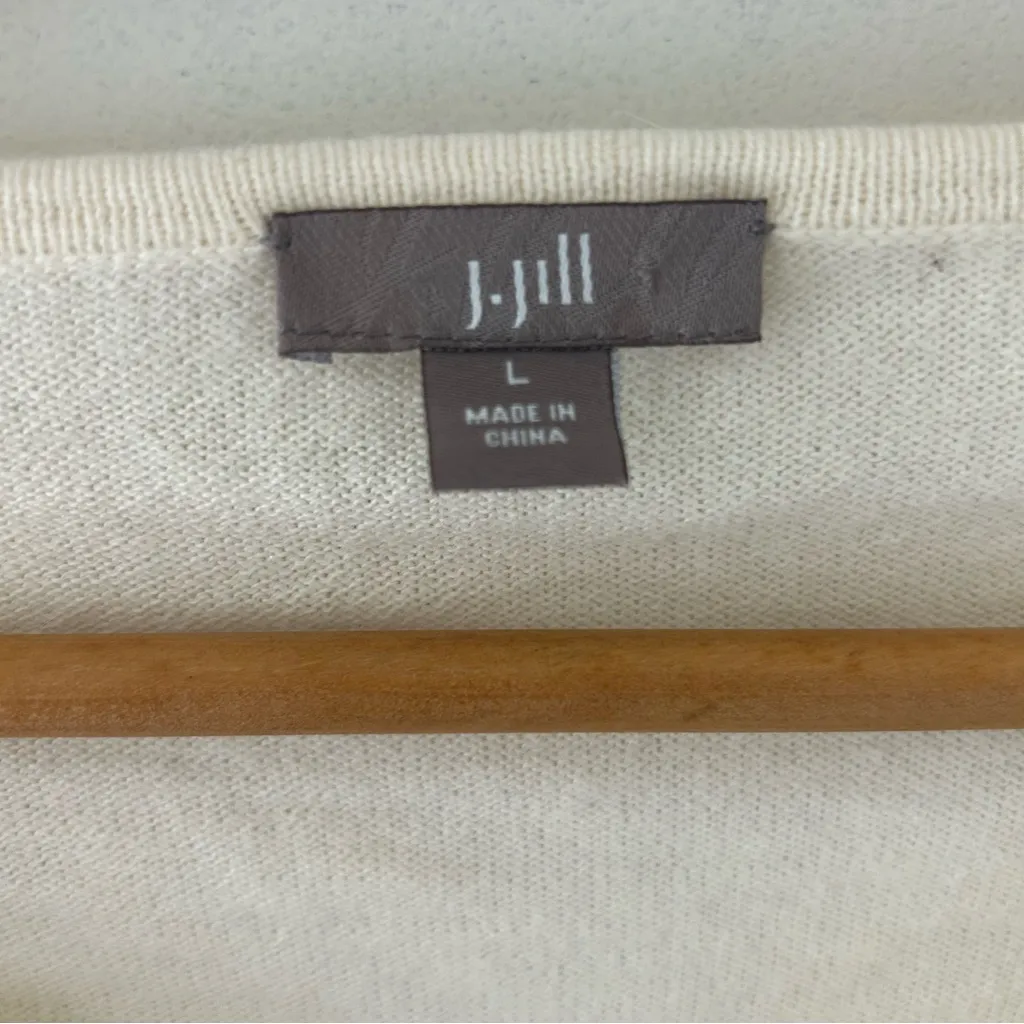 J. Jill Ivory Cotton Angora Blend Crochet Sweater. Size Large. - Image 3