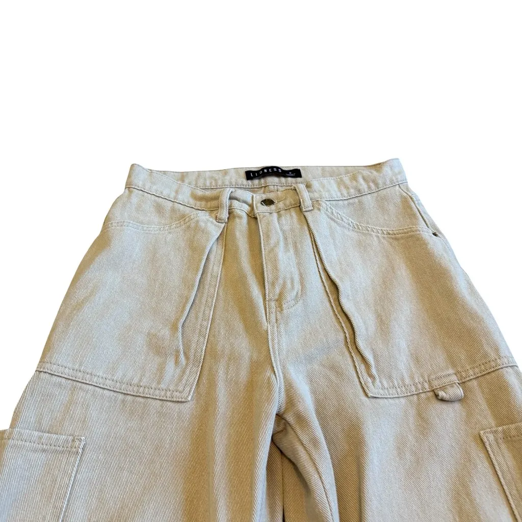 Lioness Miami Vice Cargo Pants Tan Streetwear Chic Casual Size Small Women's - Image 3