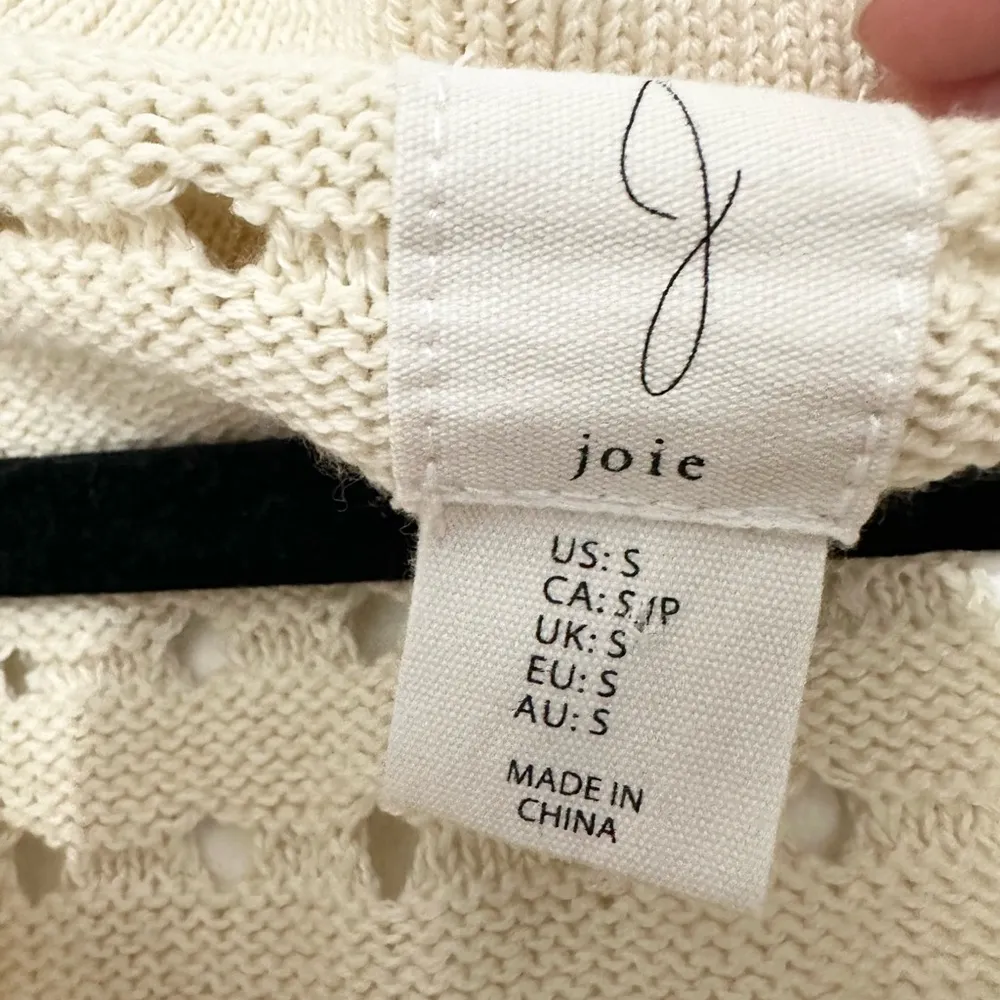 Joie Open Knit Collared Sweater Size S Cream polo modest office job - Image 2