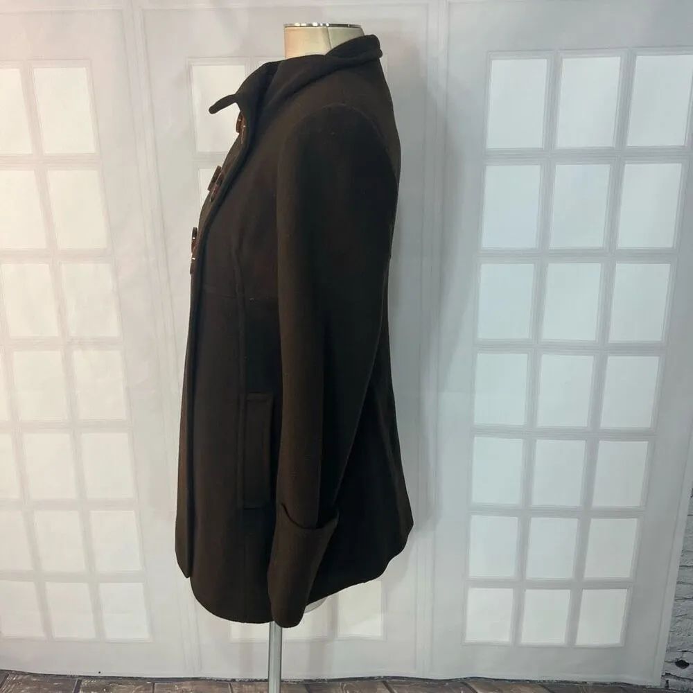 Michael Michael Kors Brown Double Breasted Wool Blend Lined Peacoat Size Medium - Image 7