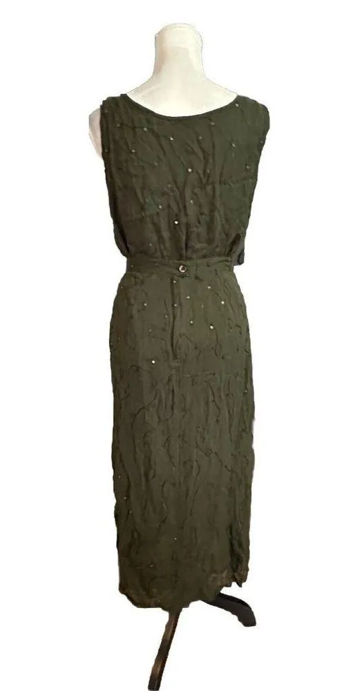 Gantos 2 Piece Skirt Set Green Embroidered Whimsical Floral Resort Wear S READ - Image 2