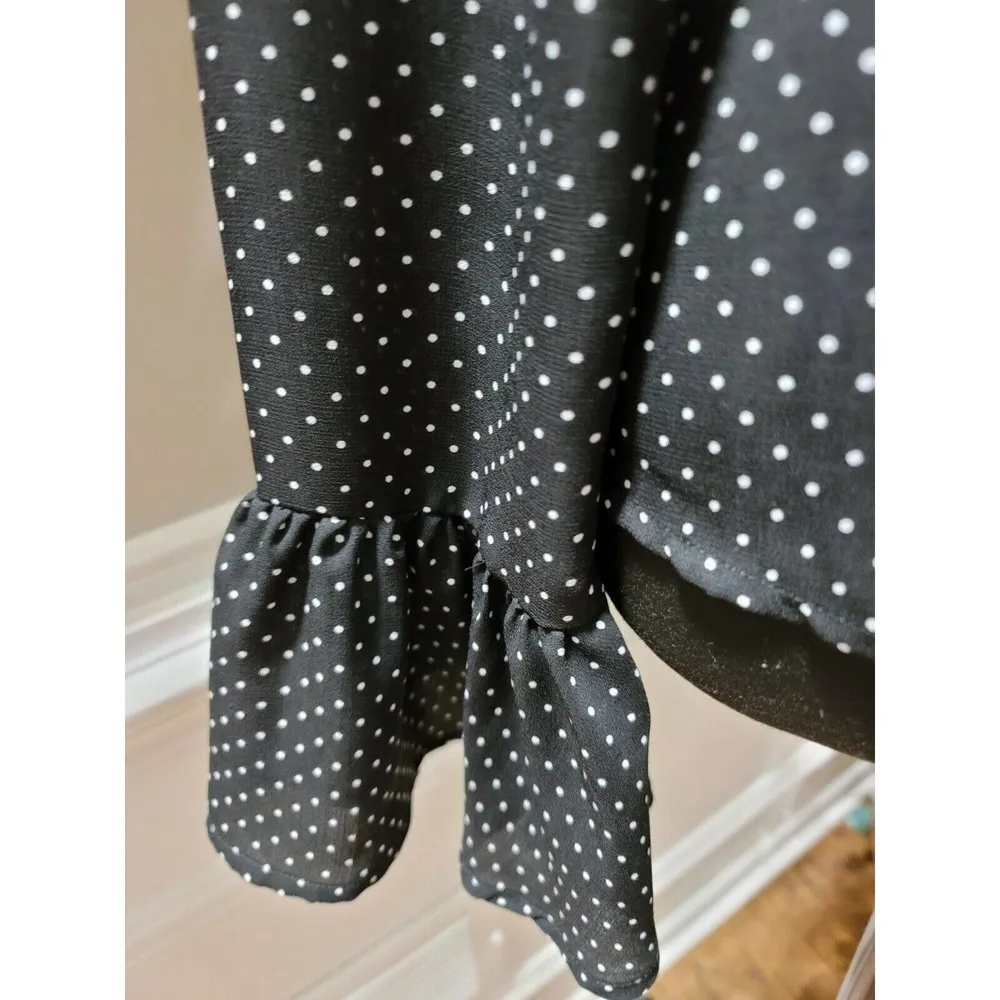 Fab'rik Women's Black 100% Polyester Long Sleeve V-Neck Blouse Size Large - Image 5