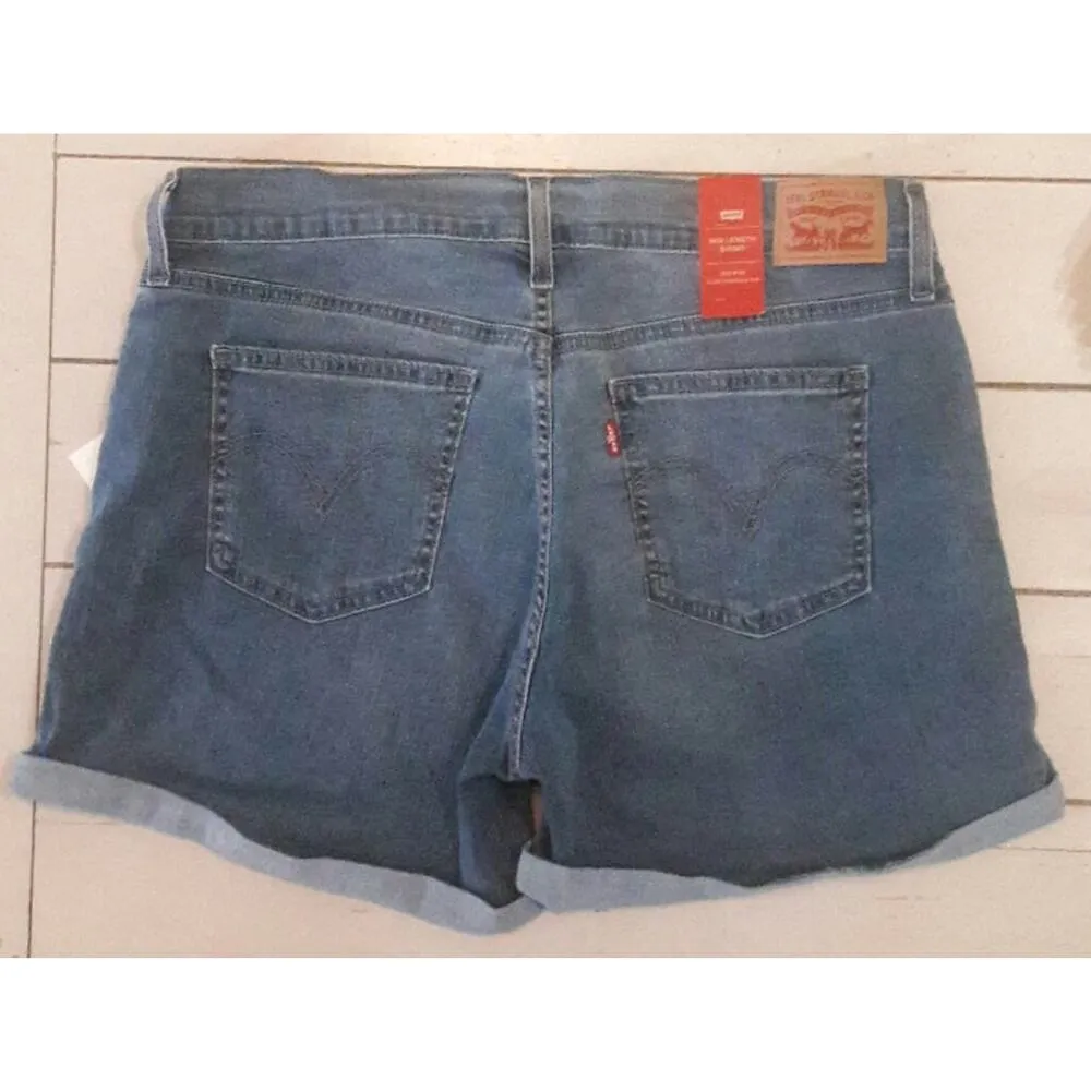 Levi's Denim Shorts Distressed Blue Vintage Soft Stretch Cuffed Womens 32 - Image 2