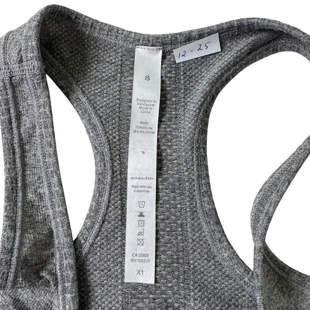 Lululemon Gray Swiftly Yoga Racerback Tank Top Women Size 8 | 12 - Image 3