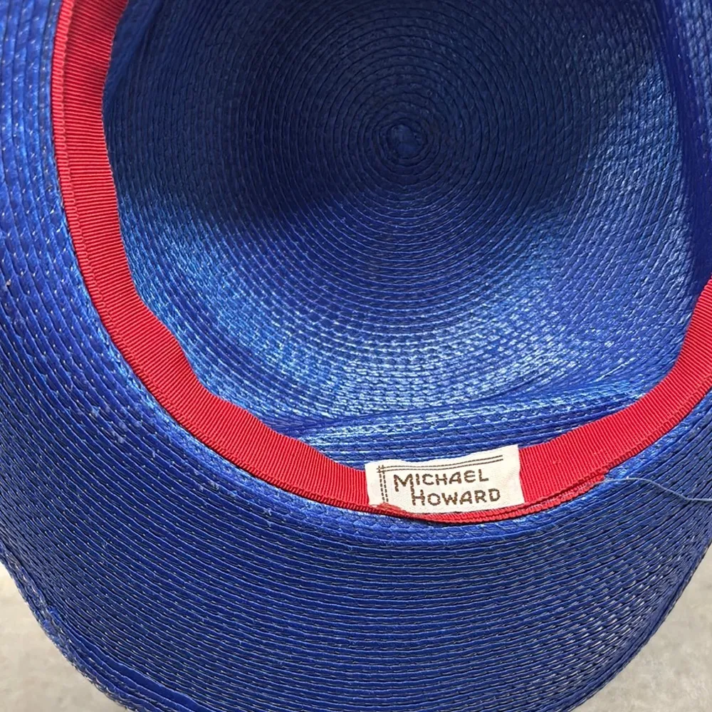 Elegant Blue Hat with Black Feather Accents - Image 5