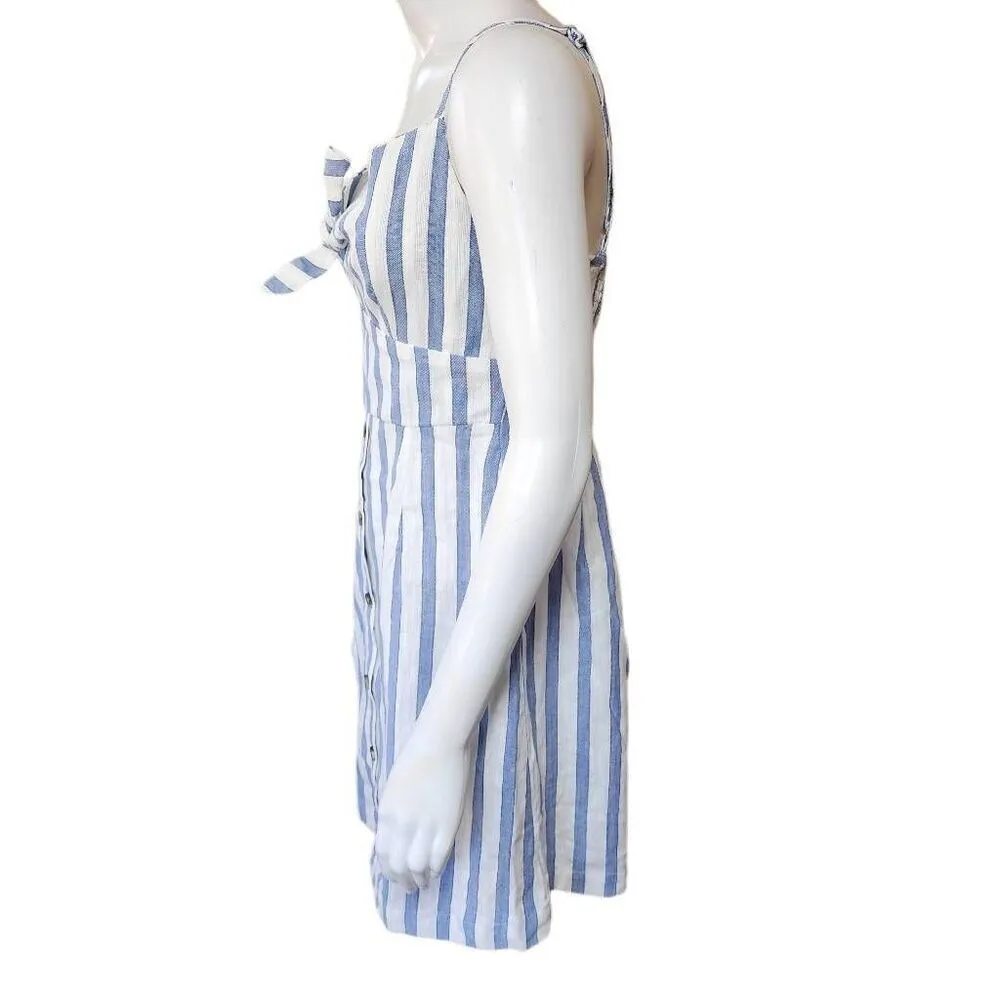 Derek Heart Blue & White Striped Spaghetti Strap Knot Front Dress (M) - Image 3