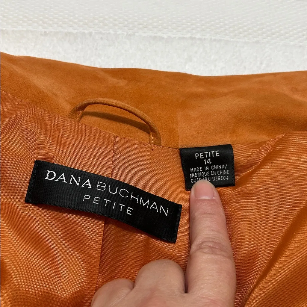 Dana Buchanan Suede Orange Jacket – Size 14P – Double Zipper - Image 7