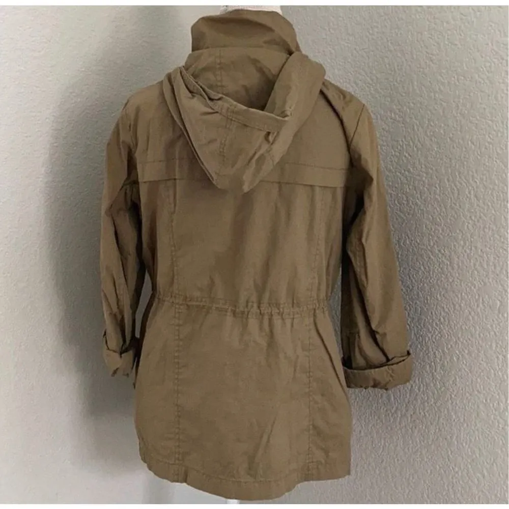 Sam Edelman Khaki Brown Utility Jacket With Hood Size Small - Image 3