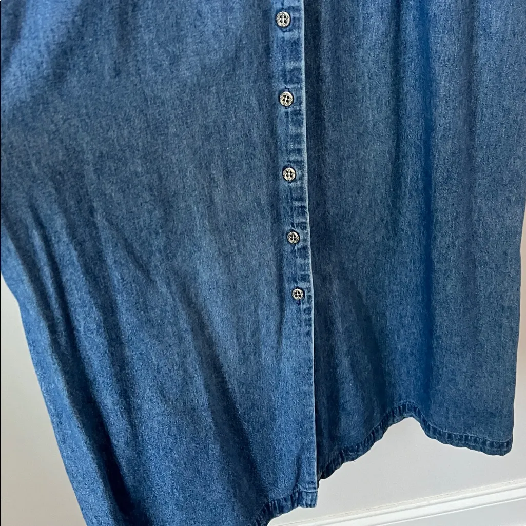 90s Vintage Charter Club Denim Cottagecore Western Maxi Dress Long Sleeve Sz S - Image 7