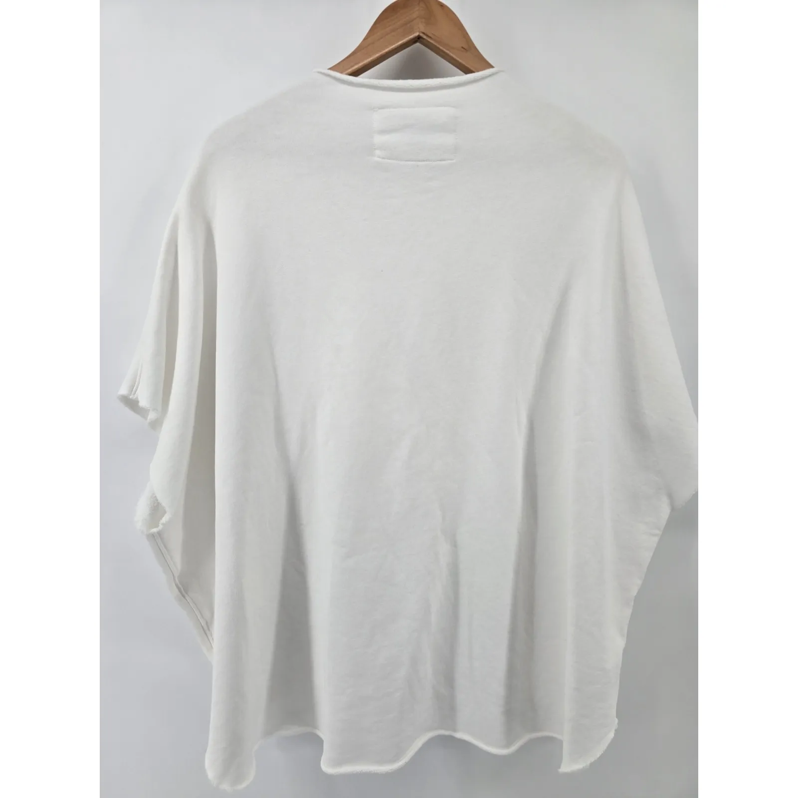 Frank & Eileen White Cotton Oversized Poncho Sweater Top OS - Image 3