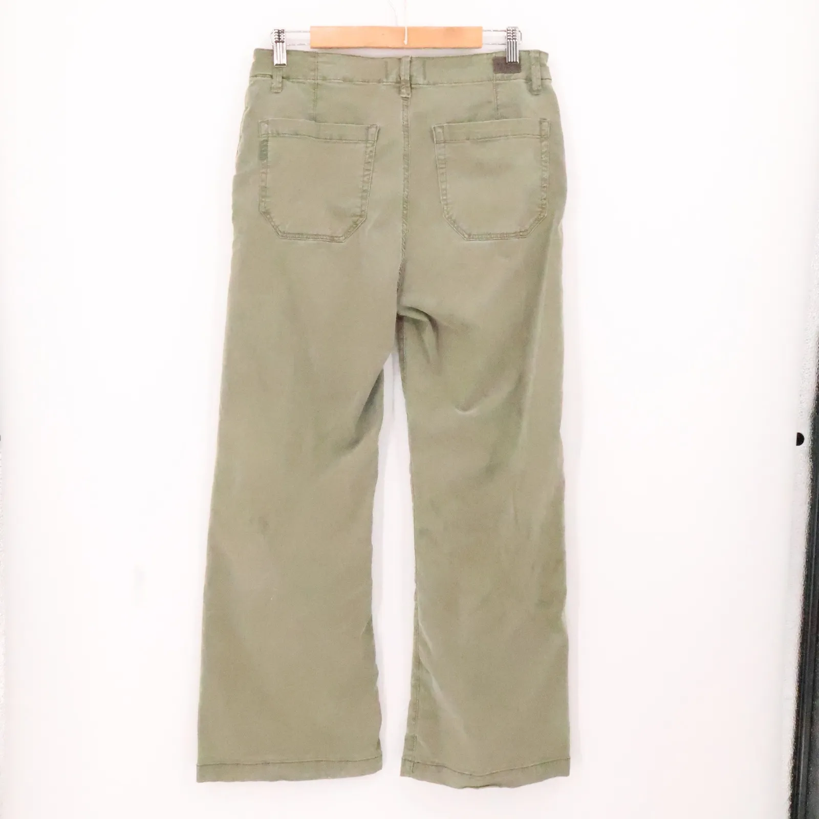 Paige Carly Wide Leg High Waist Pants Womens Waist Tie Vintage Ivy Green Size 30 - Image 6