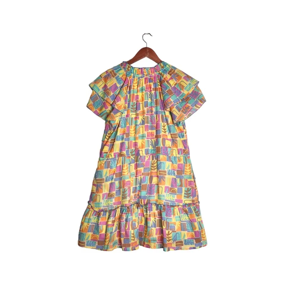 Olivia James The Label Tinsley Tiered Ruffle Hem Mini Dress In  Multi - Image 5