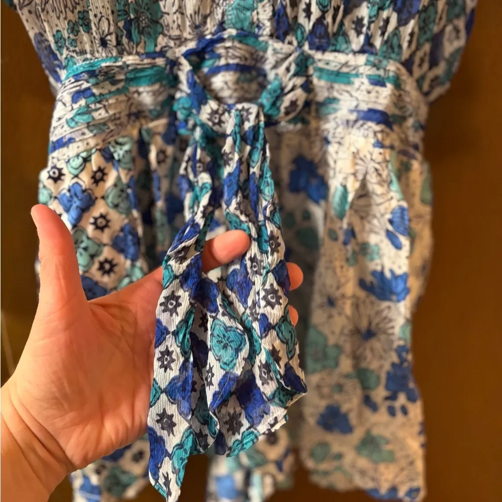 NWT  Short Jumpsuit Azia in White Green Diaognal Batik - Image 8