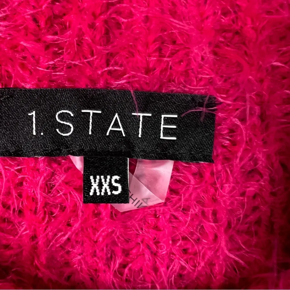 1. State XXS Rapture Pink Black Lace Whip Stitch Long Sleeve Mock Neck S… - Image 9