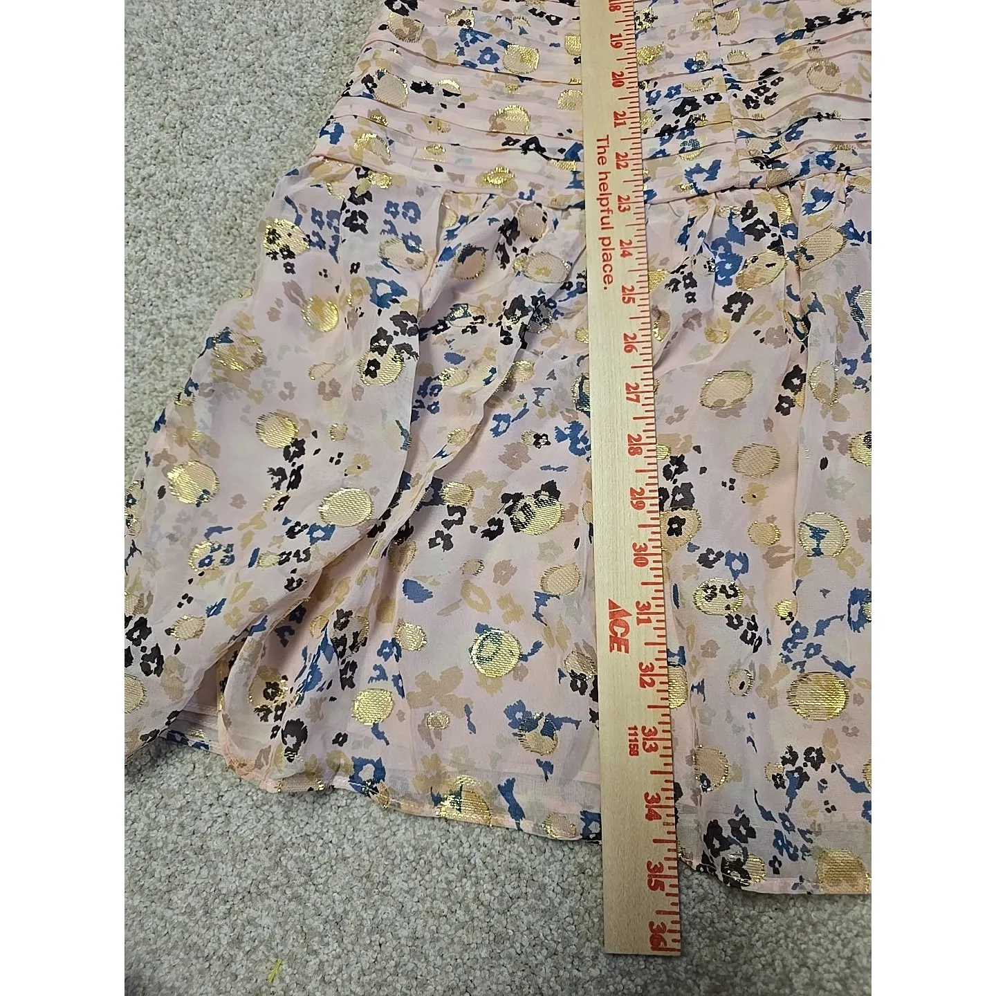 Shoshanna Pink and Metallic Gold Floral Monte Dress Sz 6 Wedding Guest Party - Image 13